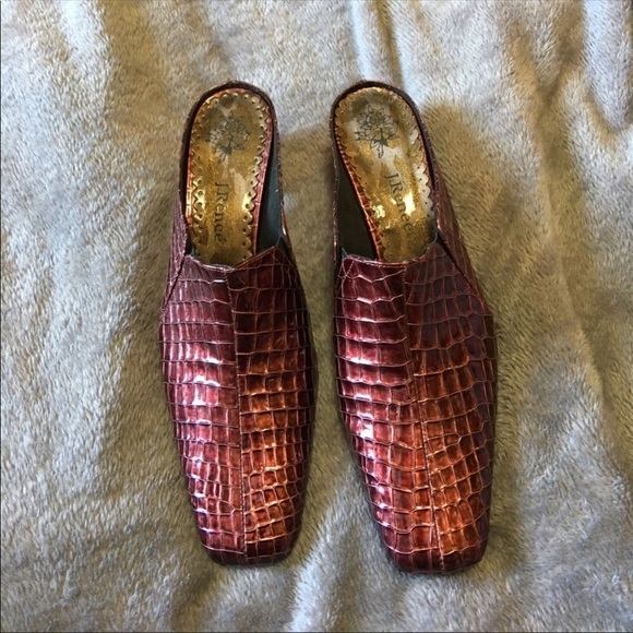 J.Renee Shoes - J Renee Burgundy Croc Mules Size 8